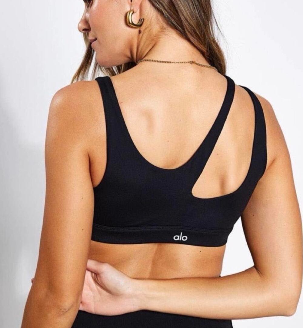 Alo Yoga Peak Cutout Crop Top Sports Bra Asymmetrical Size XS
